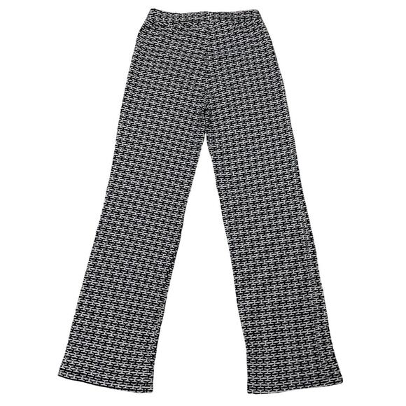 Zara Black & White Knit Geometric Wide-Leg Pants – High Rise Retro Trousers M - Picture 3 of 5